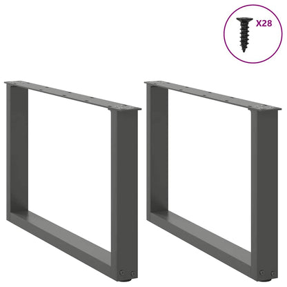 Anthracite Steel U-Shaped Coffee Table Legs, 70x(42-43) cm, 2 Pcs