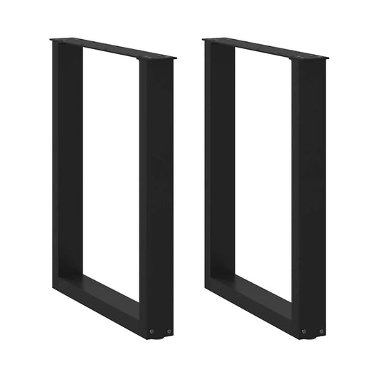 Black Steel U-Shaped Dining Table Legs, 2pcs, Adjustable 60x72-73cm