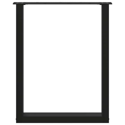 Black Steel U-Shaped Dining Table Legs, 2pcs, Adjustable 60x72-73cm