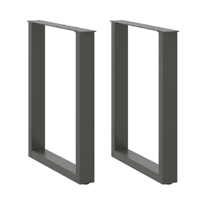 Anthracite Steel U-Shaped Dining Table Legs - 2pcs, Adjustable 60x72-73cm