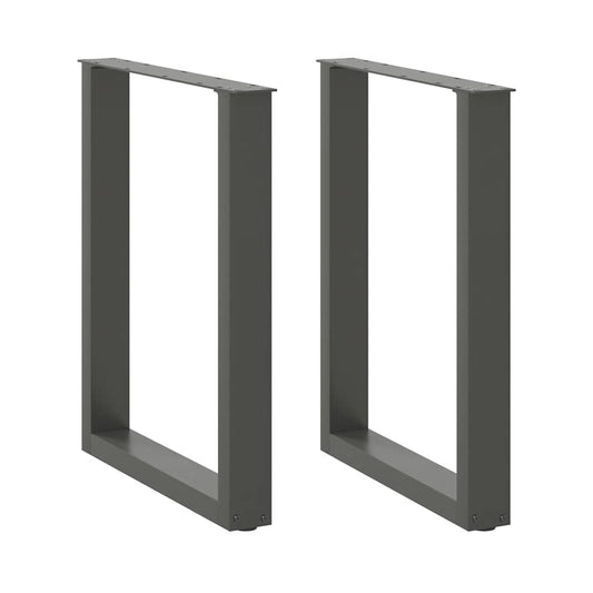 Anthracite U-Shaped Steel Dining Table Legs, 2 pcs, Adjustable Height