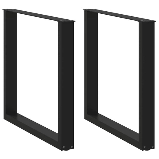 Black Steel U-Shaped Dining Table Legs, 2 Pcs 80x(72-73) cm