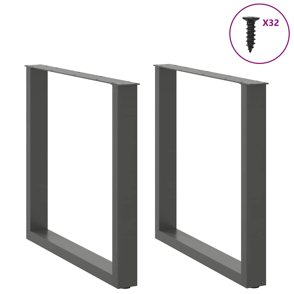 Anthracite Steel U-Shaped Dining Table Legs 2pcs 90x(72-73)cm