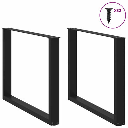 Dining Table Legs U-Shaped 2 pcs Black 100x(72-73) cm Steel