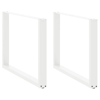 White U-Shaped Steel Dining Table Legs 2 pcs - Adjustable 100x72-73 cm
