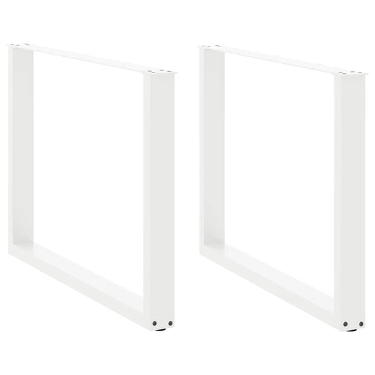 White U-Shaped Steel Dining Table Legs 2 pcs - Adjustable 100x72-73 cm