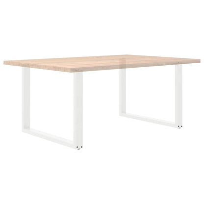 White U-Shaped Steel Dining Table Legs 2 pcs - Adjustable 100x72-73 cm