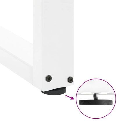 White U-Shaped Steel Dining Table Legs 2 pcs - Adjustable 100x72-73 cm