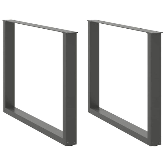Anthracite Steel U-Shaped Dining Table Legs 2pcs, Adjustable Height