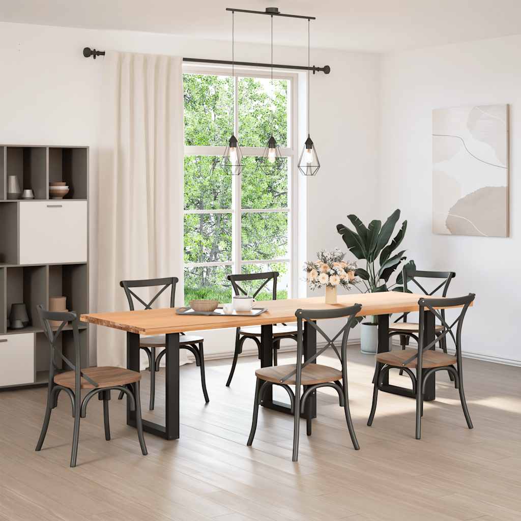 Black Steel U-Shaped Dining Table Legs, 70x(72-73) cm, Set of 3