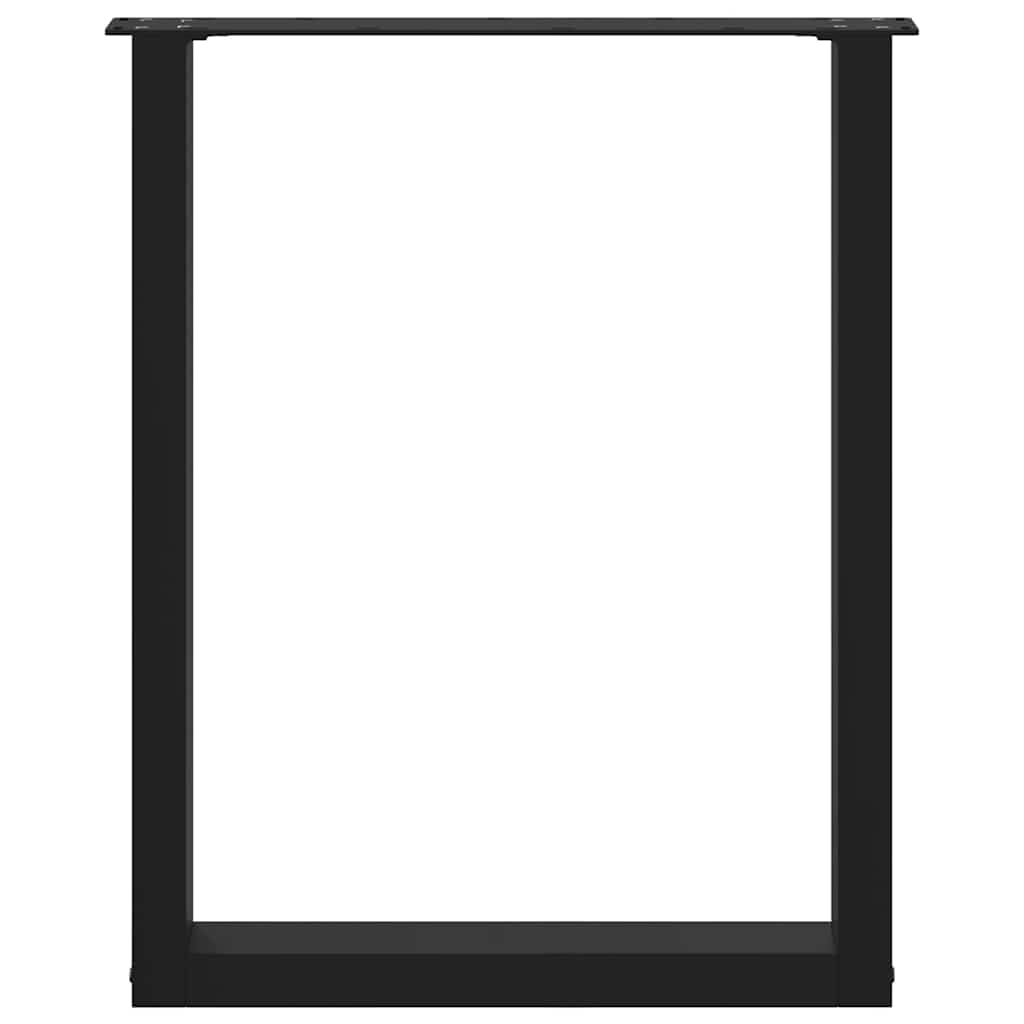Black Steel U-Shaped Dining Table Legs, 70x(72-73) cm, Set of 3