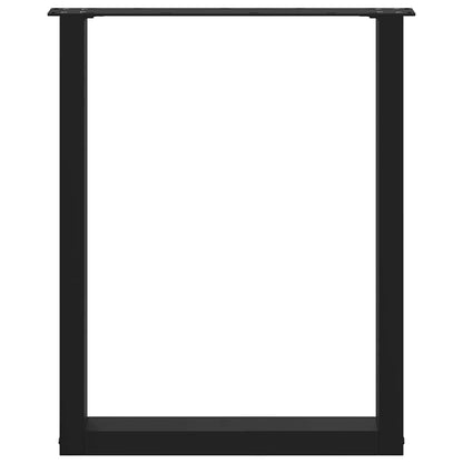 Black Steel U-Shaped Dining Table Legs, 70x(72-73) cm, Set of 3