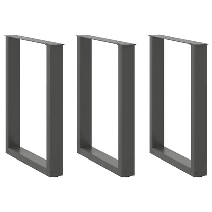 Steel U-Shaped Dining Table Legs, Anthracite, Set of 3, 70x73cm