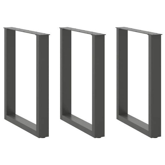 Steel U-Shaped Dining Table Legs, Anthracite, Set of 3, 70x73cm