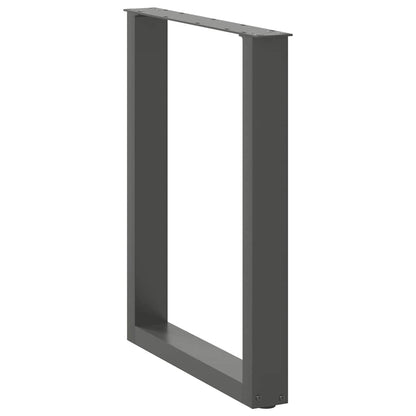 Steel U-Shaped Dining Table Legs, Anthracite, Set of 3, 70x73cm
