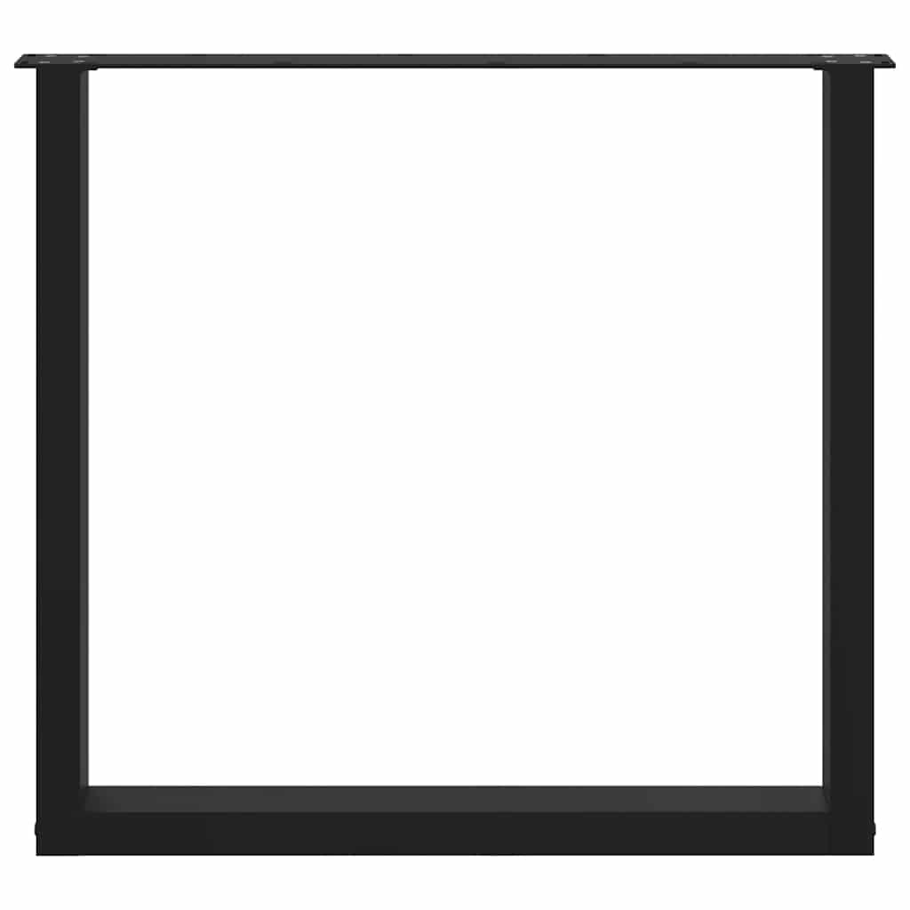 Black Steel U-Shaped Dining Table Legs - Set of 3, Adjustable 80cm