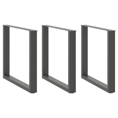 Anthracite U-Shaped Steel Dining Table Legs 3 pcs 80x(72-73) cm