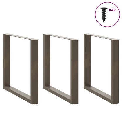 Natural Steel U-Shaped Dining Table Legs, 3pcs, Adjustable 80cm