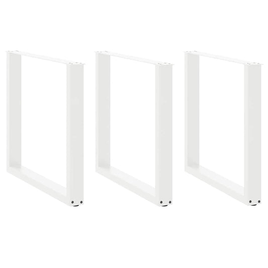 White Steel U-Shaped Dining Table Legs, 3pcs, 90cm Adjustable Height