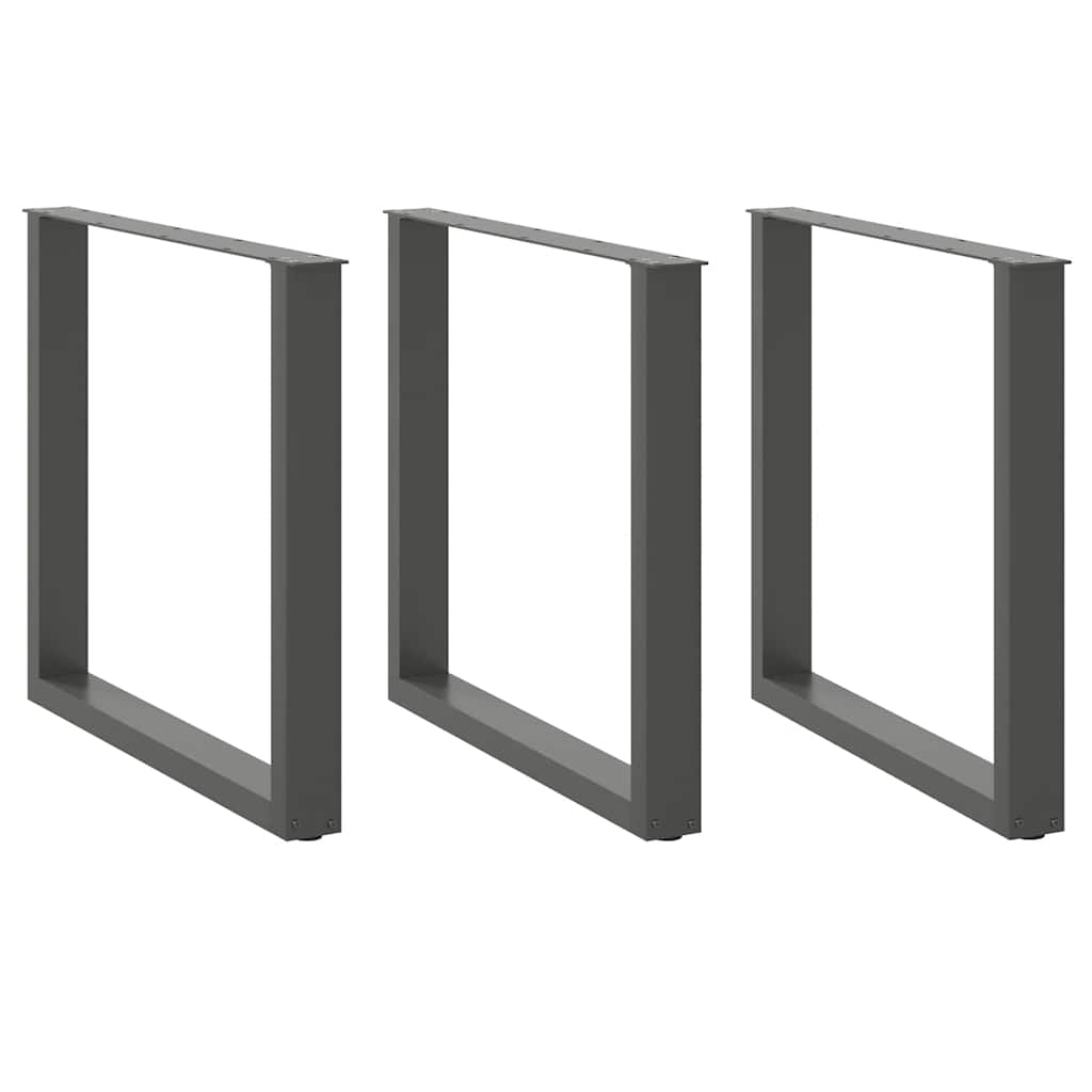 Anthracite Steel U-Shaped Dining Table Legs Set of 3, 90x(72-73) cm