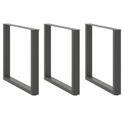 Anthracite Steel U-Shaped Dining Table Legs Set of 3, 90x(72-73) cm