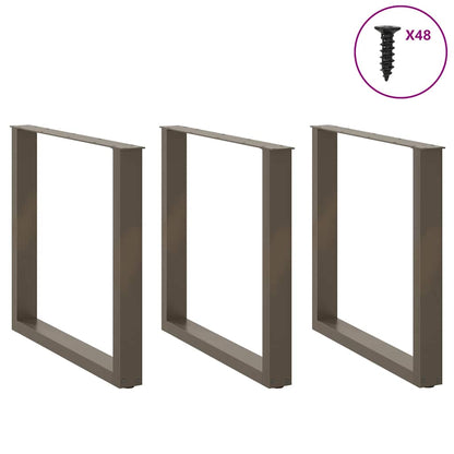 Natural Steel U-Shaped Dining Table Legs 3-Pack, 90x(72-73)cm