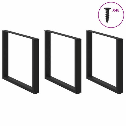 Black Steel U-Shaped Dining Table Legs 2pcs - Adjustable Height