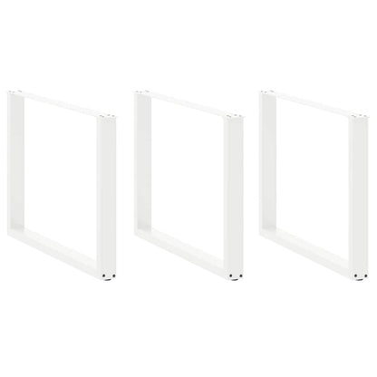 White Steel U-Shaped Dining Table Legs, 2 pcs, Adjustable 100 cm