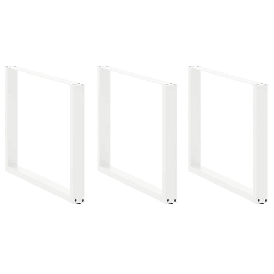 White Steel U-Shaped Dining Table Legs, 2 pcs, Adjustable 100 cm