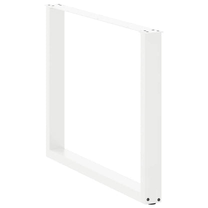 White Steel U-Shaped Dining Table Legs, 2 pcs, Adjustable 100 cm