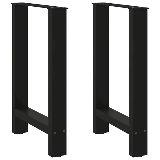 Black Steel Dining Table Legs, Set of 2, Adjustable Height 60x(72-73) cm