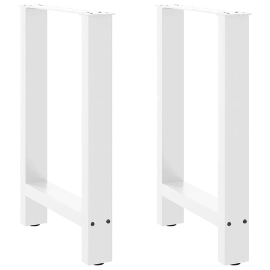 White Steel Dining Table Legs - Set of 2, Adjustable Height 60x72-73cm