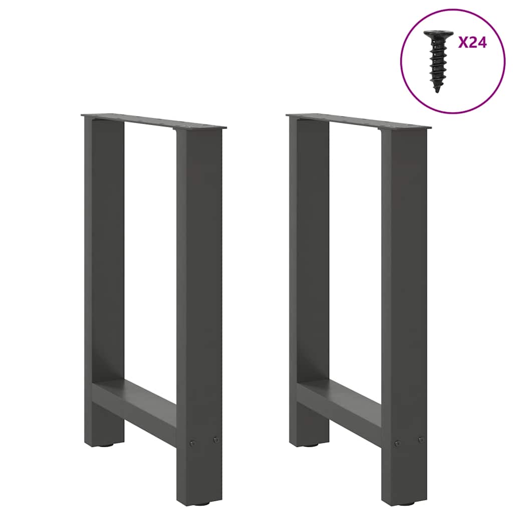 Anthracite Steel Dining Table Legs 2pcs Adjustable 60x(72-73)cm