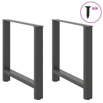 Anthracite Steel Dining Table Legs - Set of 2, Adjustable Height
