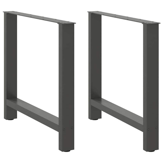 Anthracite Steel Dining Table Legs 2pcs, Adjustable 80x(72-73)cm