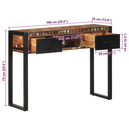 Multicolour Reclaimed Solid Wood Console Table 100x35x75 cm