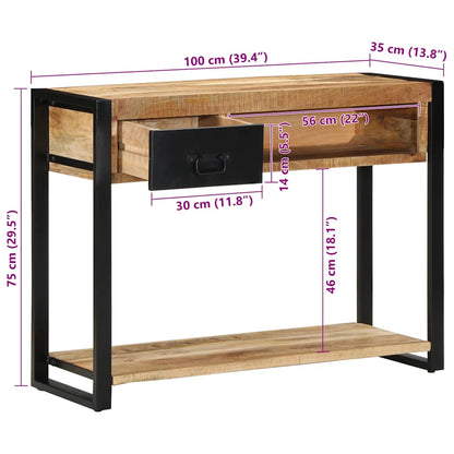 Solid Mango Wood Console Table, 100x35x75 cm, Rustic Finish