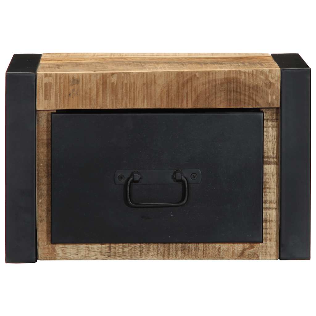 Solid Mango Wood Bedside Cabinets 2pcs, 40x35x25cm Rustic Charm