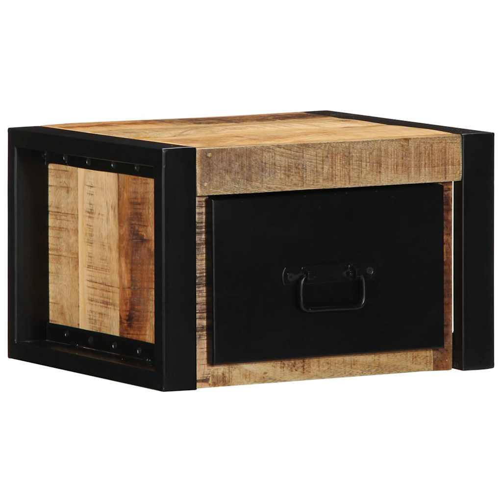 Solid Mango Wood Bedside Cabinets 2pcs, 40x35x25cm Rustic Charm