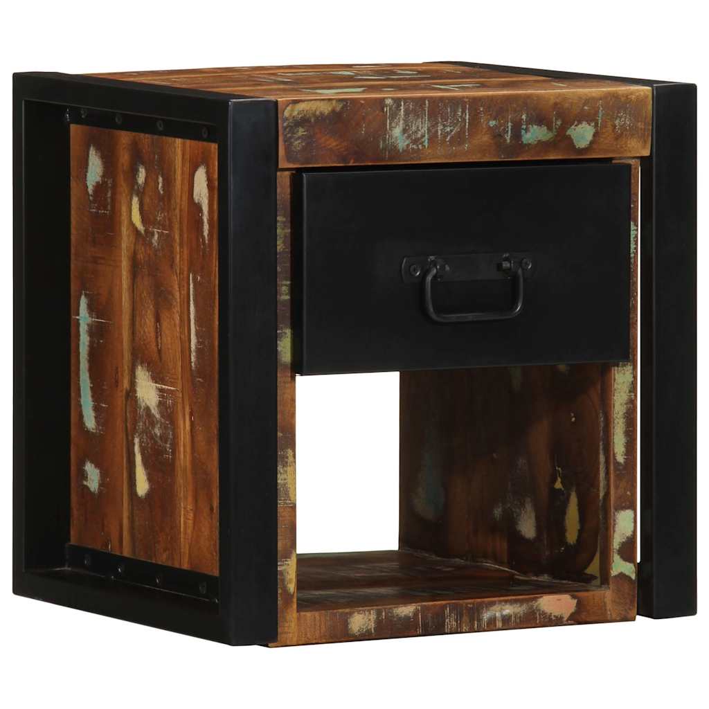 Multicolour Solid Reclaimed Wood Bedside Cabinet 40x35x40 cm
