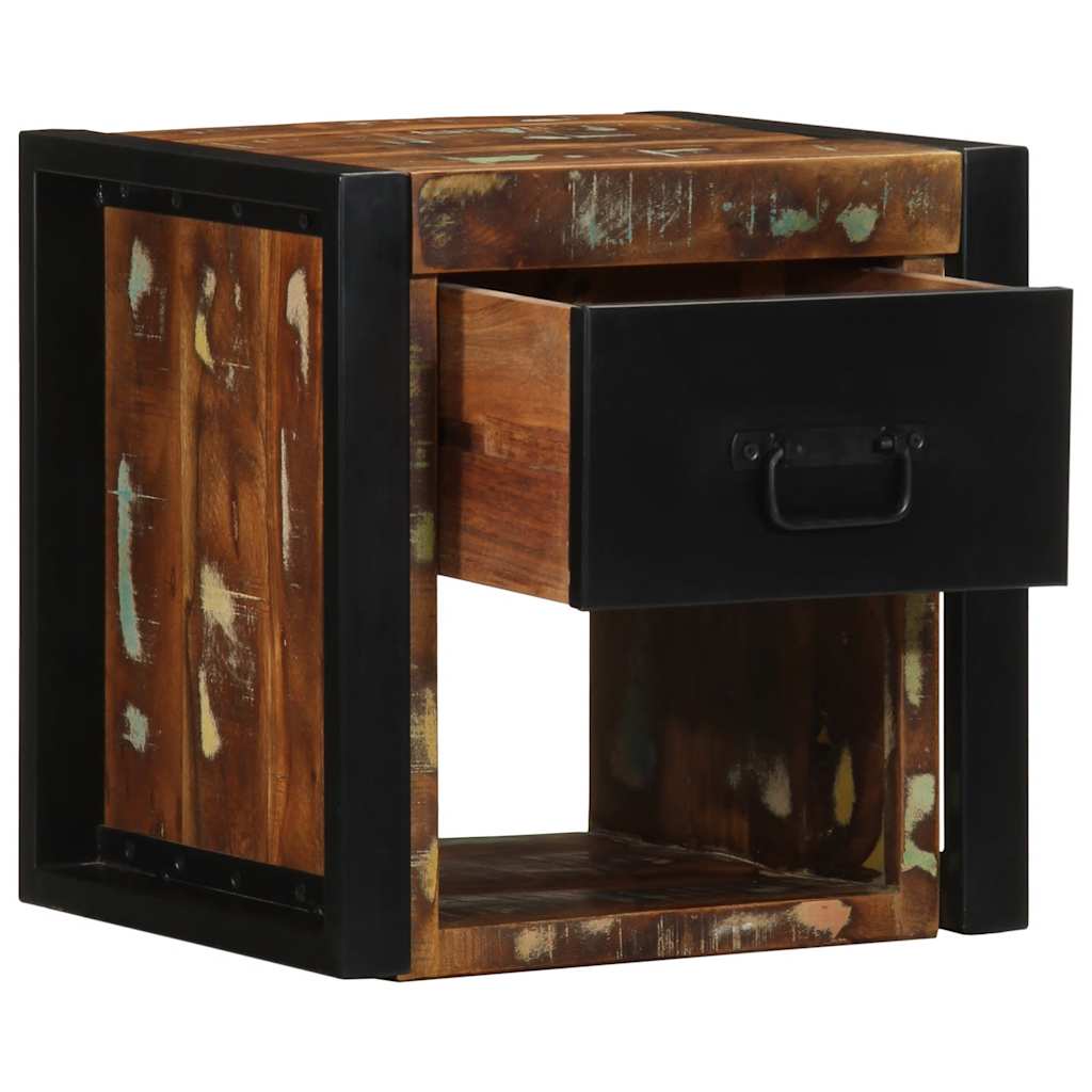 Multicolour Solid Reclaimed Wood Bedside Cabinet 40x35x40 cm
