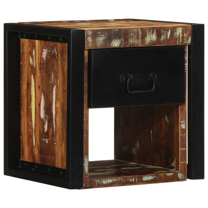 Multicolour Solid Reclaimed Wood Bedside Cabinet 40x35x40 cm
