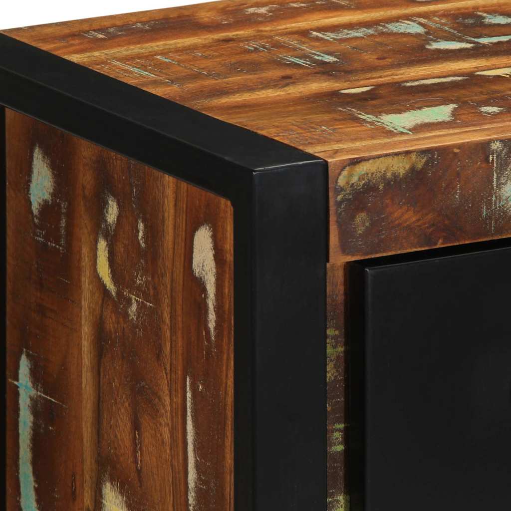 Multicolour Solid Reclaimed Wood Bedside Cabinet 40x35x40 cm