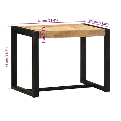 Solid Mango Wood Bench 60x35x45 cm - Rustic & Stylish Decor