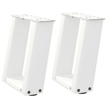 White U-Shaped Steel Coffee Table Legs, 2 Pcs, 30-31cm