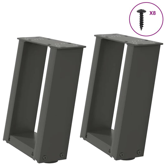 Anthracite U-Shaped Steel Coffee Table Legs 2pcs, 30x(30-31)cm