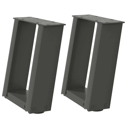 Anthracite U-Shaped Steel Coffee Table Legs 2pcs, 30x(30-31)cm