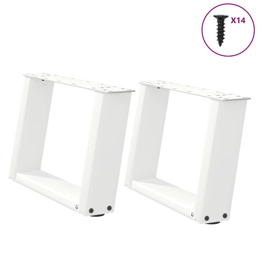 White Steel U-Shaped Coffee Table Legs 2pcs 40x(30-31)cm