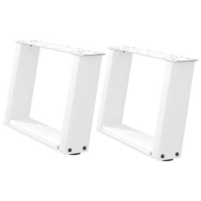 White Steel U-Shaped Coffee Table Legs 2pcs 40x(30-31)cm