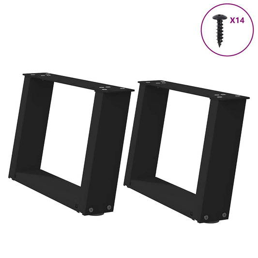 Black U-Shaped Steel Coffee Table Legs 2pcs - 50x30-31 cm